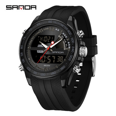 SANDA Novi Kvarcni muški sat s dvostrukim zaslonom u G stilu Visokokvalitetni vodootporni poslovni sportski LED digitalni elektronički ručni sat Hot