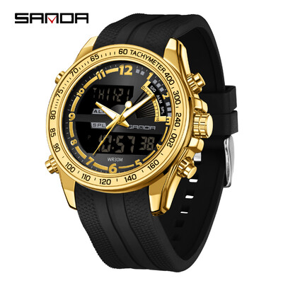 SANDA Novi Kvarcni muški sat s dvostrukim zaslonom u G stilu Visokokvalitetni vodootporni poslovni sportski LED digitalni elektronički ručni sat Hot