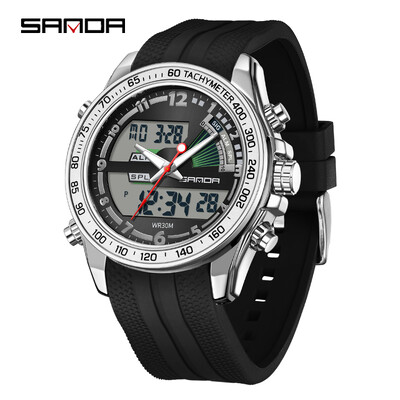 SANDA Novi Kvarcni muški sat s dvostrukim zaslonom u G stilu Visokokvalitetni vodootporni poslovni sportski LED digitalni elektronički ručni sat Hot