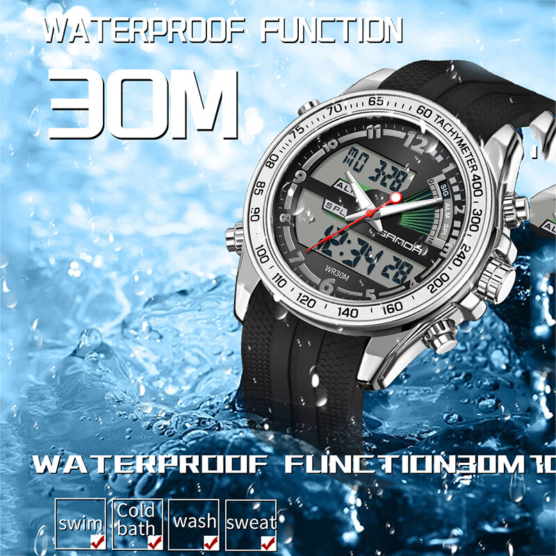 SANDA Novi Kvarcni muški sat s dvostrukim zaslonom u G stilu Visokokvalitetni vodootporni poslovni sportski LED digitalni elektronički ručni sat Hot