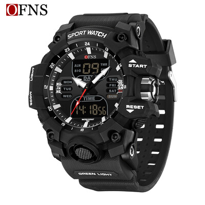 OFNS Electron muški satovi s dvostrukim zaslonom vrhunske marke Vodootporni sportski sat Vojni muški alarmni kvarcni ručni sat Muški digitalni sat