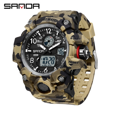 SANDA Luksuzni vojni muški sat u G stilu LED digitalni vanjski ležerni elektronički štoperica vodootporan modni sportski muški ručni sat