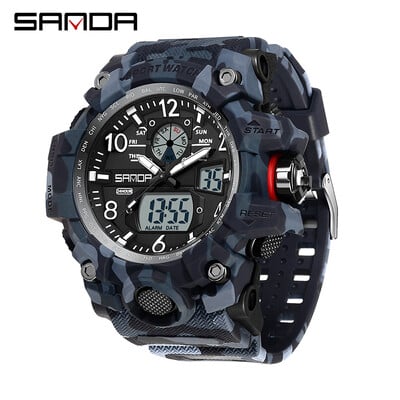 SANDA Luksuzni vojni muški sat u G stilu LED digitalni vanjski ležerni elektronički štoperica vodootporan modni sportski muški ručni sat