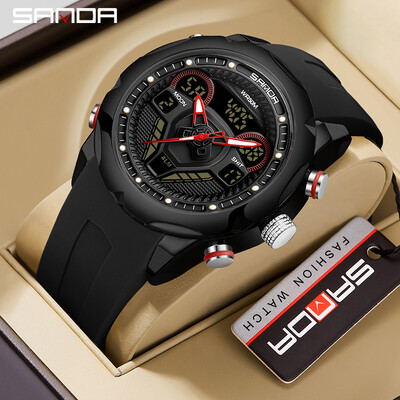 SANDA 9022 Ceas electronic original pentru bărbați Ceas de mână Ceasuri de design cu volan Ceas de mână sport, impermeabil, luminos, digital