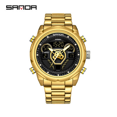 SANDA 9022 Ceas electronic original pentru bărbați Ceas de mână Ceasuri de design cu volan Ceas de mână sport, impermeabil, luminos, digital