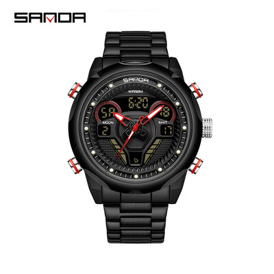 SANDA 9022 Ceas electronic original pentru bărbați Ceas de mână Ceasuri de design cu volan Ceas de mână sport, impermeabil, luminos, digital