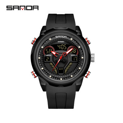 SANDA 9022 Ceas electronic original pentru bărbați Ceas de mână Ceasuri de design cu volan Ceas de mână sport, impermeabil, luminos, digital