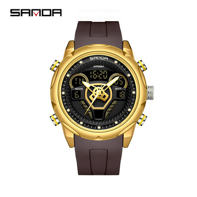 SANDA 9022 Ceas electronic original pentru bărbați Ceas de mână Ceasuri de design cu volan Ceas de mână sport, impermeabil, luminos, digital