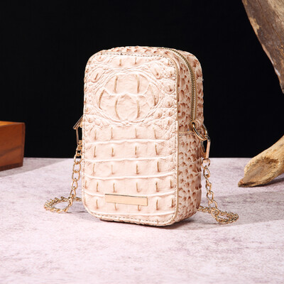Ženska torbica s reljefom krokodila Elegantna torba za nošenje preko ramena Metalna torba za mobitel s metalnim lancem