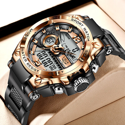 LIGE Muški digitalni sat Vojni veliki satovi Modni vodootporni elektronski ručni sat Muški sportski sat za plivanje Relogio Masculino