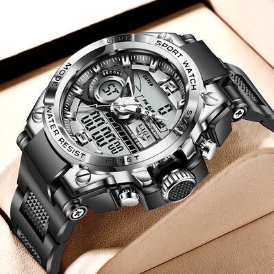 LIGE Muški digitalni sat Vojni veliki satovi Modni vodootporni elektronski ručni sat Muški sportski sat za plivanje Relogio Masculino