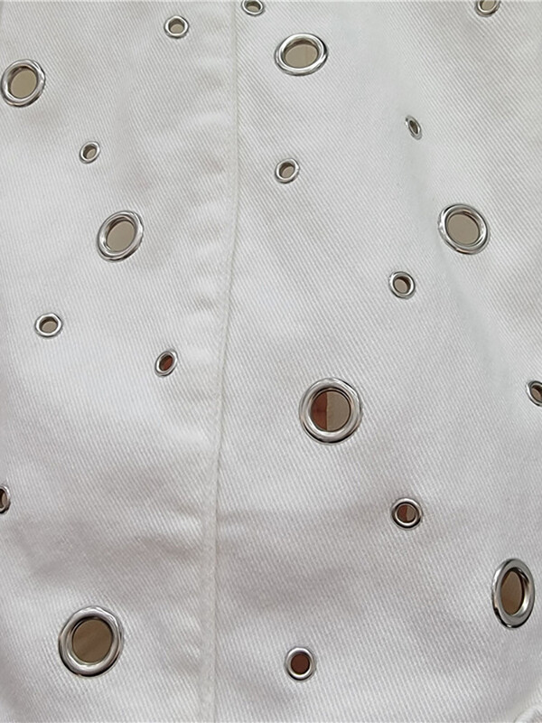 DEAT Дамски дънки с прави сглобени маншети, метални пръстени, издълбани, бели широки дънкови панталони, нова есенна мода 2024 г. 29L7696