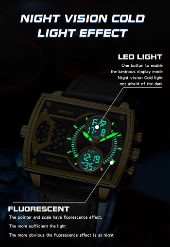 SANDA Ψηφιακό ρολόι LED Ανδρικό ρολόι χειρός Military Sport Quartz Κορυφαία μάρκα Πολυτελές χρονόμετρο αδιάβροχο ανδρικά ηλεκτρονικά ρολόγια 6032