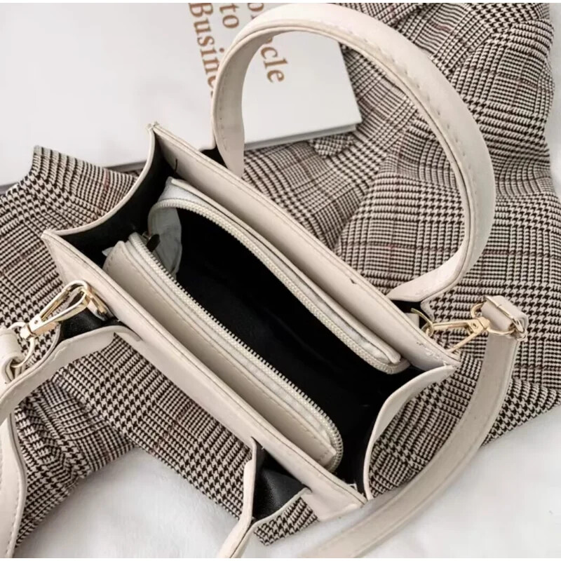 Väike kandiline kott Uus populaarne retro minikäekott Literary Crowds Õlakott naistele