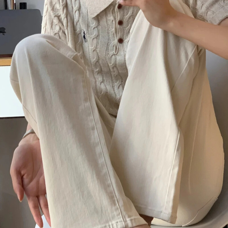 Hlače visokog struka za žene s džepovima Off Bijele hlače Ravne nogavice Ženske traperice Luksuzni dizajner Baggy Xxl Z Novo u RA