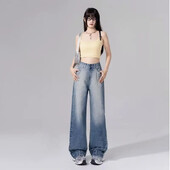 Američki stil Vintage dizajn Sensibility Pranje traperica Ženske ljetne dvostruke ravne nogavice Trendy