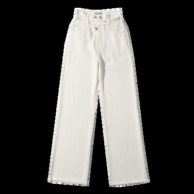 Bijele traperice širokih nogavica Traper hlače visokog struka Ženske široke Boyfriend traperice Ležerne široke hlače y2k