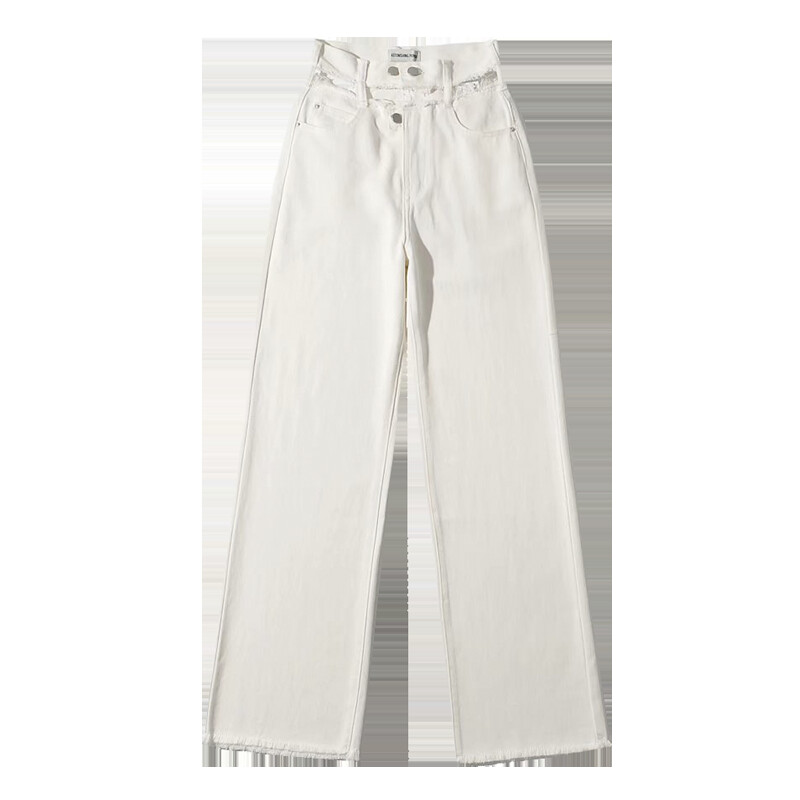 Bijele traperice širokih nogavica Traper hlače visokog struka Ženske široke Boyfriend traperice Ležerne široke hlače y2k