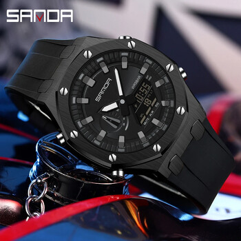 SANDA Ψηφιακό ρολόι LED Ανδρικό ρολόι χειρός Military Sport Quartz Κορυφαία μάρκα Πολυτελές χρονόμετρο αδιάβροχο ανδρικό ηλεκτρονικό ρολόι 3309