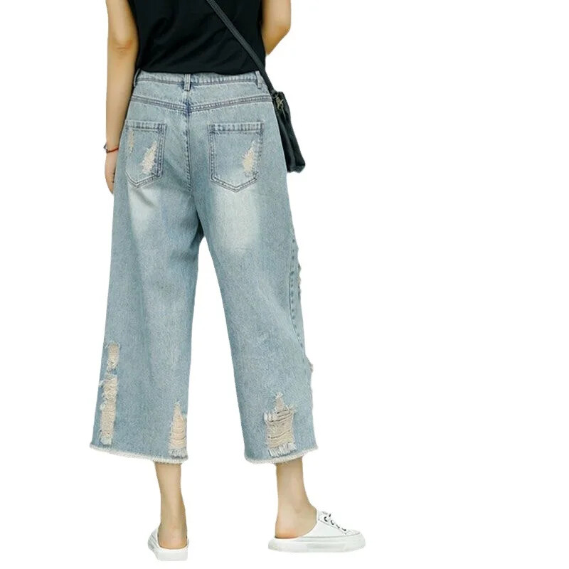 Vintage ležerne traperice visokog struka za žene, svijetloplave opuštene ljetne tanke zvonaste ležerne hlače