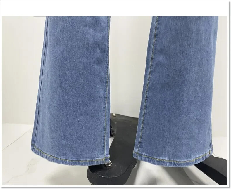 Naiste teksased teksapüksid, kõrge vöökohaga, ühevärvilised püksid, üherealised nööpidega taskud, lukuga, kärbsega tänavarõivad, vedru