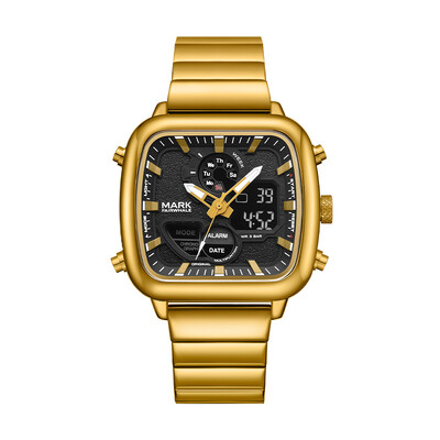 2024 m. Prabangūs vyriški kvadratiniai kvarciniai laikrodžiai Unikalaus dizaino nerūdijančio plieno laikrodžiai Madingi daugiafunkcis elektroninis vyriškas rankinis laikrodis Naujas