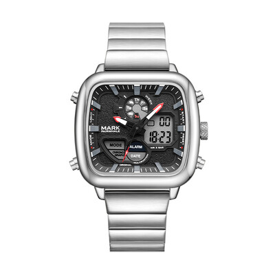 2024 m. Prabangūs vyriški kvadratiniai kvarciniai laikrodžiai Unikalaus dizaino nerūdijančio plieno laikrodžiai Madingi daugiafunkcis elektroninis vyriškas rankinis laikrodis Naujas