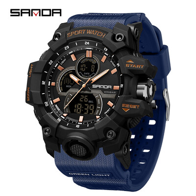 SANDA digitalni LED sat muški vojni sportski kvarcni ručni sat vrhunske marke luksuzna štoperica vodootporni muški elektronski sat 6198