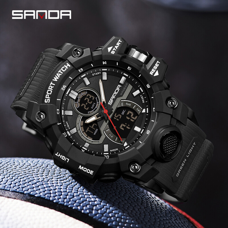 SANDA digitalni LED sat muški vojni sportski kvarcni ručni sat vrhunske marke luksuzna štoperica vodootporni muški elektronski sat 6198