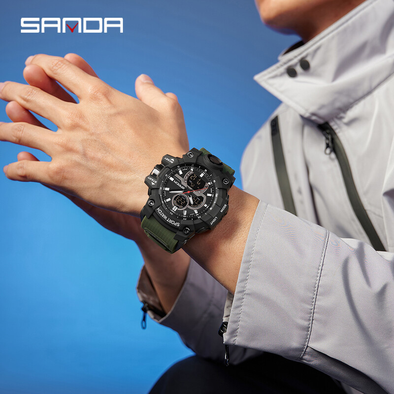 SANDA digitalni LED sat muški vojni sportski kvarcni ručni sat vrhunske marke luksuzna štoperica vodootporni muški elektronski sat 6198