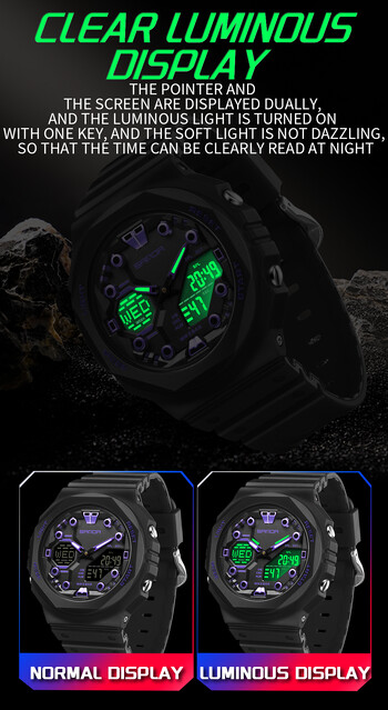 SANDA Ψηφιακό ρολόι LED Ανδρικό ρολόι χειρός Military Sport Quartz Κορυφαία μάρκα Πολυτελές χρονόμετρο αδιάβροχο ανδρικό ηλεκτρονικό ρολόι 6200