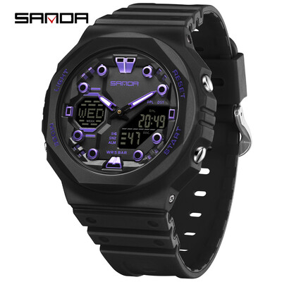 SANDA digitalni LED sat muški vojni sportski kvarcni ručni sat vrhunske marke luksuzna štoperica vodootporni muški elektronski sat 6200