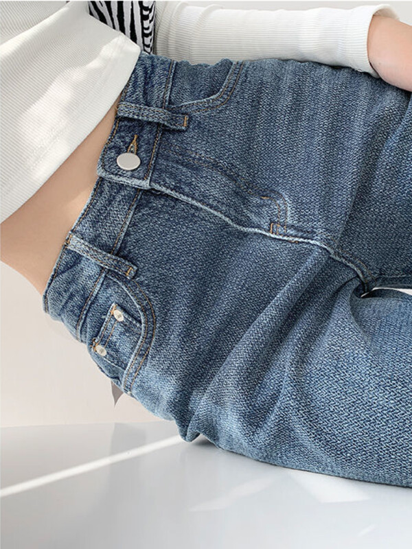 Blugi Femei Europa și Statele Unite ale Americii largi, cu talie înaltă, subțire, tub drept, pantaloni largi de toamnă albastru închis pantaloni până la podea