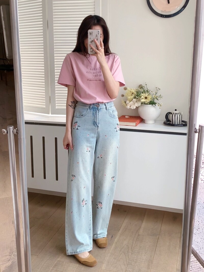 ZHISILAO Nove traperice s cvjetnim vezom Ženske vintage klasične traper hlače visokog struka Ulična odjeća proljeće ljeto 2024.