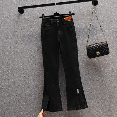 Пачуърк разпръснати дънки Дамски дълги дънки с висока талия Разтеглив плюс размер Кръпки Дължина до глезена Дънкови панталони Женски панталони Mujer