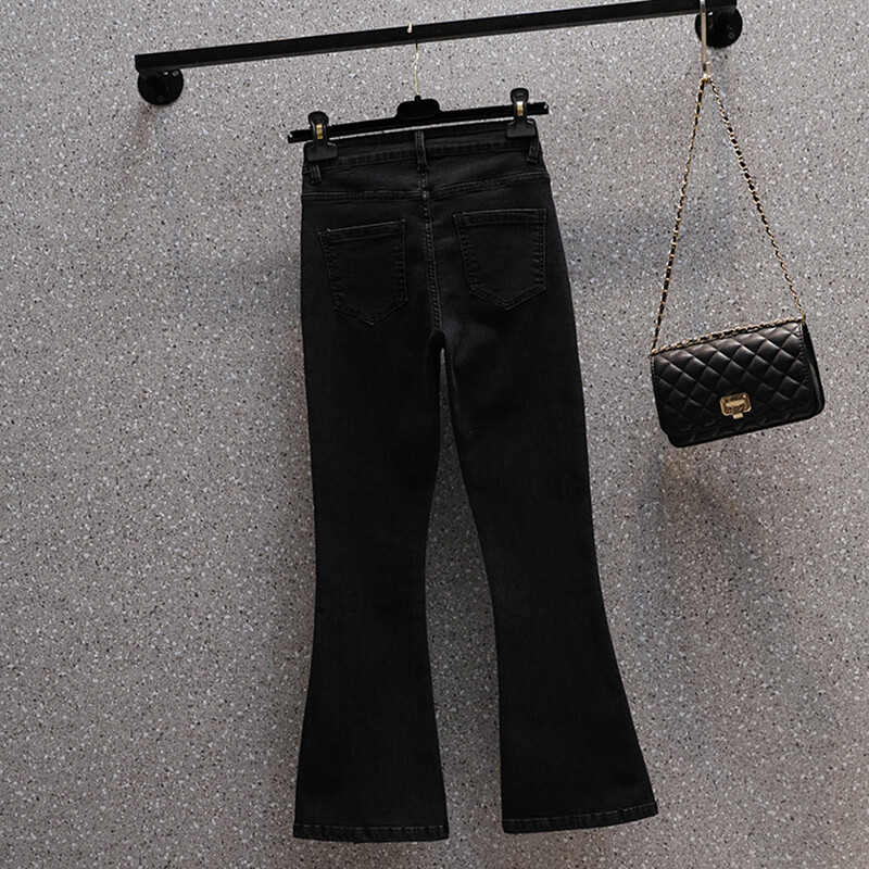 Пачуърк разпръснати дънки Дамски дълги дънки с висока талия Разтеглив плюс размер Кръпки Дължина до глезена Дънкови панталони Женски панталони Mujer