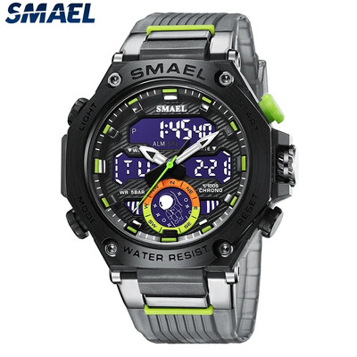 SMAEL Sport Militar Militar Ceas Alarma Afișaj dublu Ceas electronic LED Ceasuri impermeabile pentru bărbați Ceasuri de mână cu quartz 8069