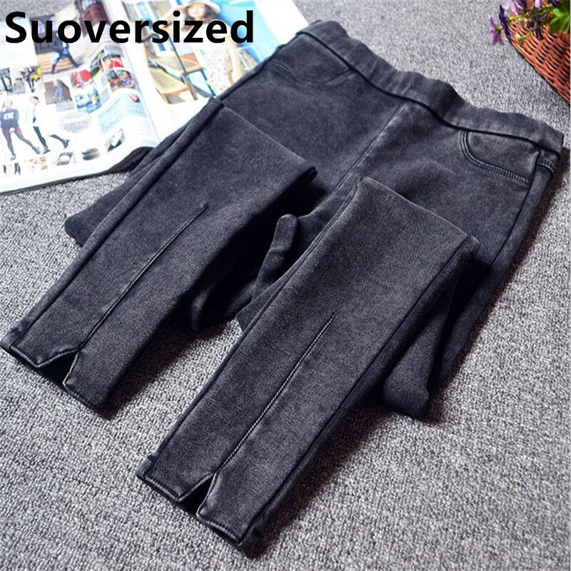 Ženske uske pencil traperice visokog struka Prevelike 5xl korejske ležerne uske traper hlače Vintage Vaqueros Split Leggings Pantalone