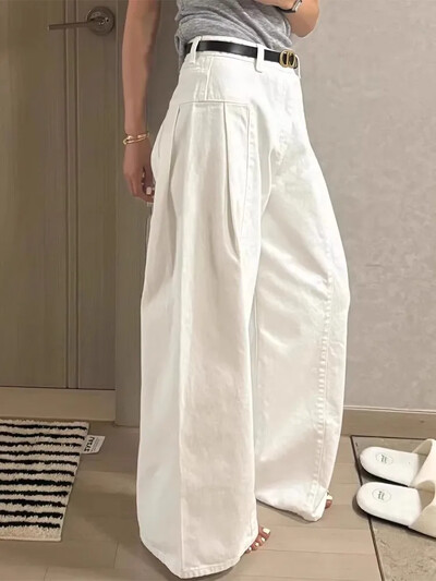 Korejske Y2k hlače širokih nogavica Ženska odjeća Harajuku Streetwear Traperice Visoki struk Ravne hlače Ležerne modne pantalone Femme