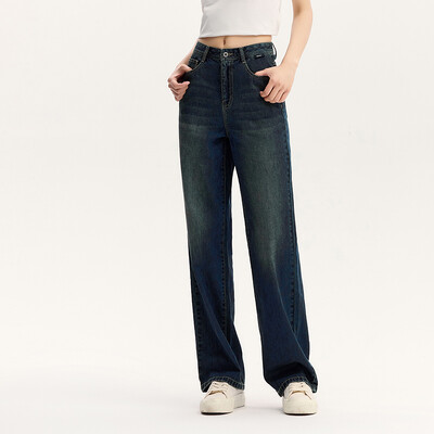 Semir Hlače Ženske pamučne traper hlače visokog struka Viši izgled Jesen 2024. Nove široke hlače koje skrivaju tijelo