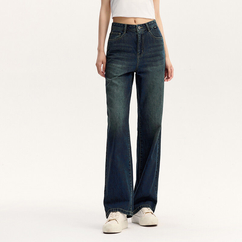 Semir Hlače Ženske pamučne traper hlače visokog struka Viši izgled Jesen 2024. Nove široke hlače koje skrivaju tijelo