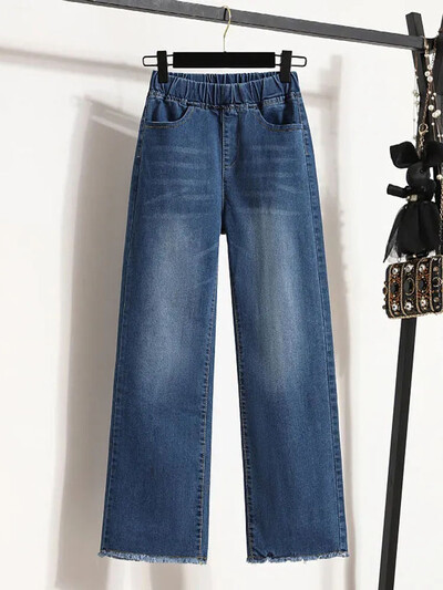 Vintage ravne traperice do gležnja, elastične vrećaste traperice visokog struka, modne modne proljeće i jesen, ženske Vaqueros prevelike 4xl traper hlače