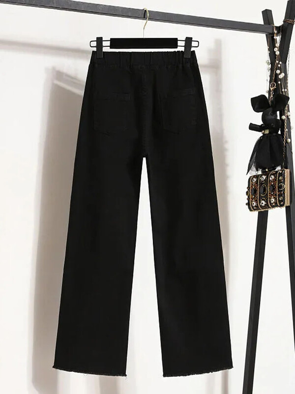 Vintage ravne traperice do gležnja, elastične vrećaste traperice visokog struka, modne modne proljeće i jesen, ženske Vaqueros prevelike 4xl traper hlače