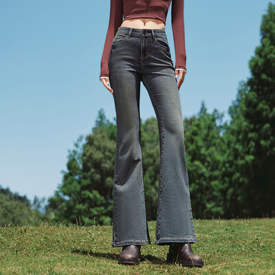 Semir Jeans Naiste kuumad tüdrukute kõrge vöökohaga laienevad teksad Hongkongi stiilis 2024 uued sügisesed maapikkused püksid