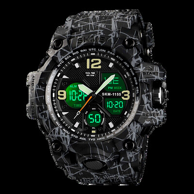 SKMEI 2 Time Ceas de exterior pentru bărbați Ceasuri sport electronice pentru bărbați Cronometru Lumină din spate Alarma Ceas cu quartz rezistent la apă reloj hombre