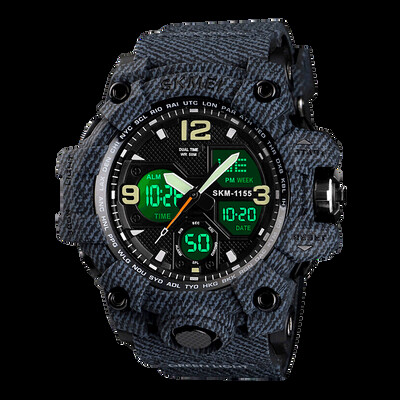 SKMEI 2 Time Ceas de exterior pentru bărbați Ceasuri sport electronice pentru bărbați Cronometru Lumină din spate Alarma Ceas cu quartz rezistent la apă reloj hombre