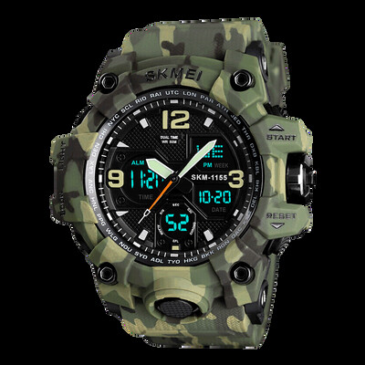 SKMEI 2 Time Ceas de exterior pentru bărbați Ceasuri sport electronice pentru bărbați Cronometru Lumină din spate Alarma Ceas cu quartz rezistent la apă reloj hombre