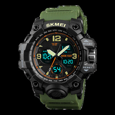 SKMEI 2 Time Ceas de exterior pentru bărbați Ceasuri sport electronice pentru bărbați Cronometru Lumină din spate Alarma Ceas cu quartz rezistent la apă reloj hombre