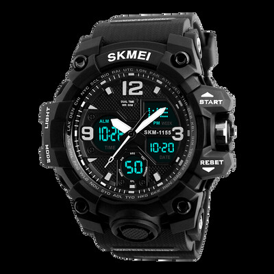 SKMEI 2 Time Ceas de exterior pentru bărbați Ceasuri sport electronice pentru bărbați Cronometru Lumină din spate Alarma Ceas cu quartz rezistent la apă reloj hombre