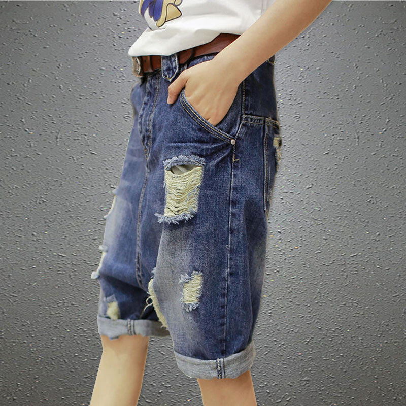 Moteriški džinsiniai džinsai kryžminės kelnės Madingi žemai nuleidžiami tarpkojo trumpi džinsai hip-hop punk stilius.